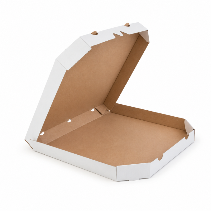 Pudełko na pizzę 32 cm x 32 cm x 3,5 cm białe ścięte rogi - 100 sztuk