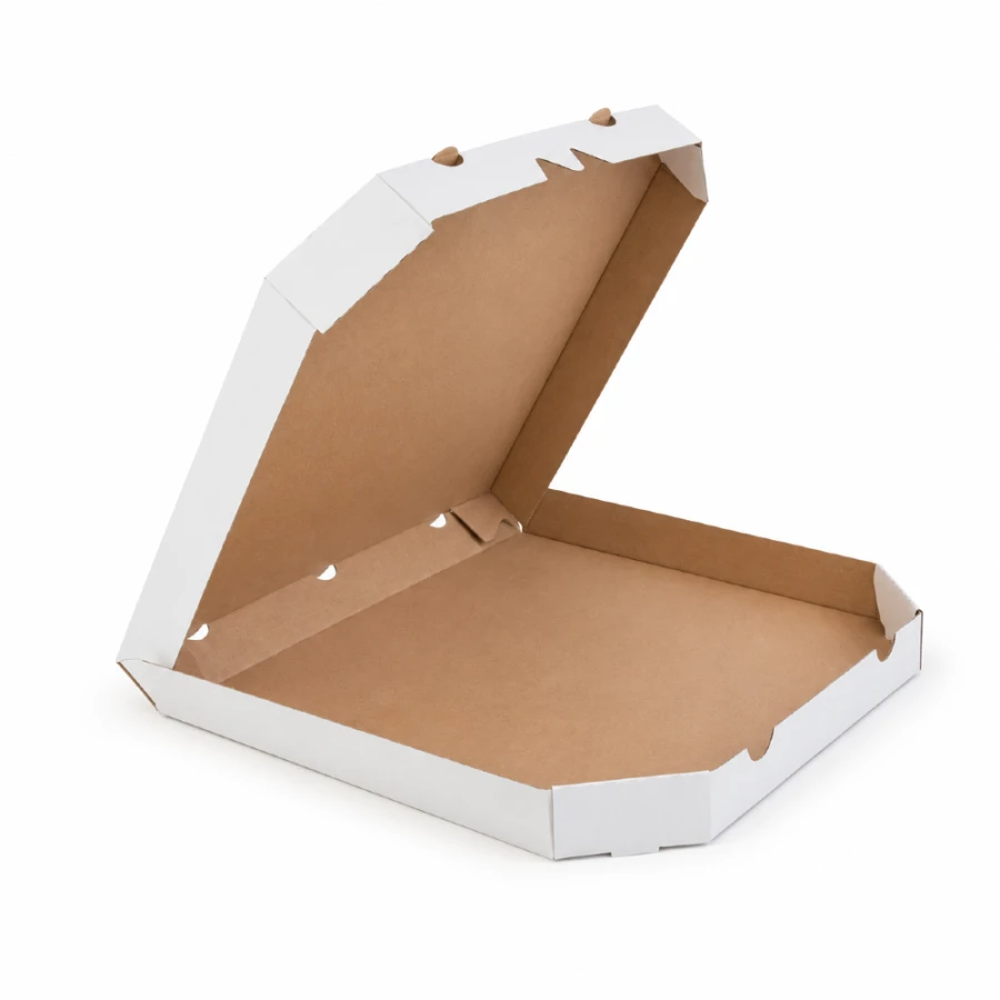 Pudełko na pizzę 32 cm x 32 cm x 3,5 cm białe ścięte rogi - 100 sztuk