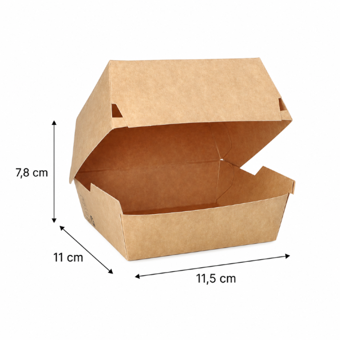 Pojemnik papierowy na hamburgery burger box kraft 7,8 cm x 11 cm x 11,5 cm - 80 sztuk