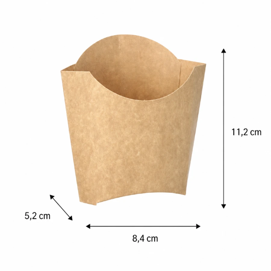 Pudełko na frytki z tektury kraft 11,2 cm x 8,4 cm x 5,2 cm - 80 sztuk