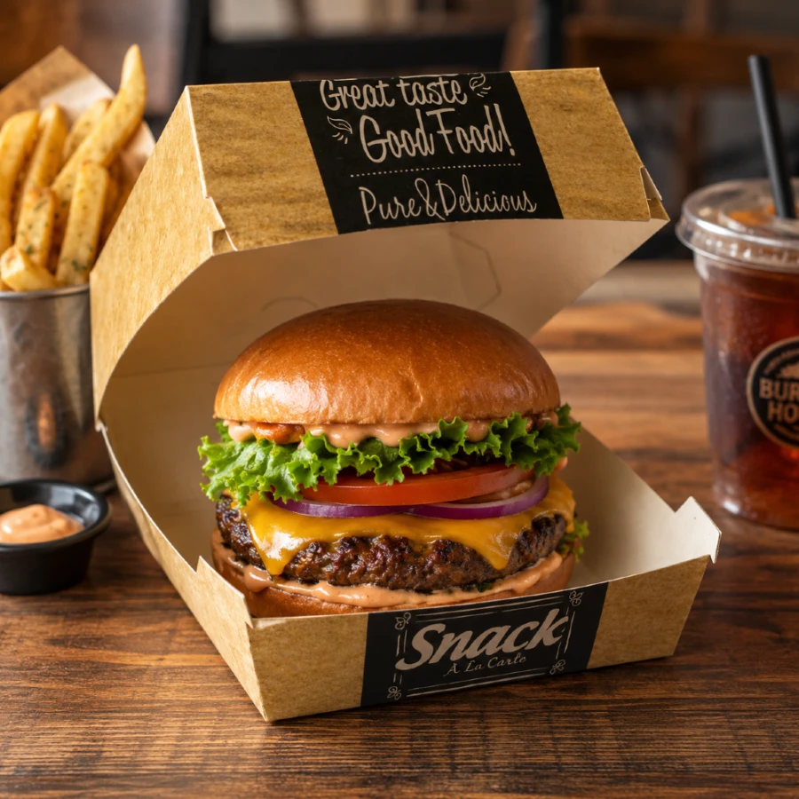 Pojemnik na hamburgery burger box 8,5 cm x 15,5 cm x 15,5 cm - 50 sztuk