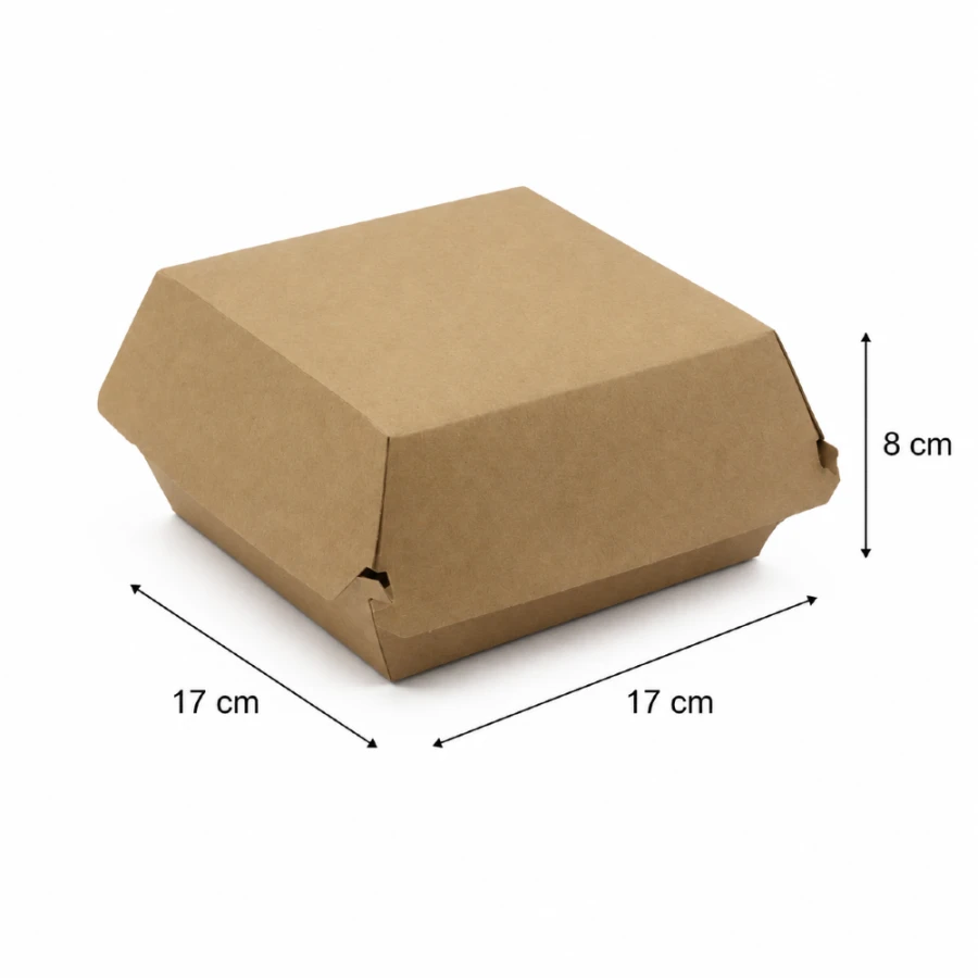 Burger box kraft XXL - 17 cm x 17 cm x 8 cm - 50 sztuk