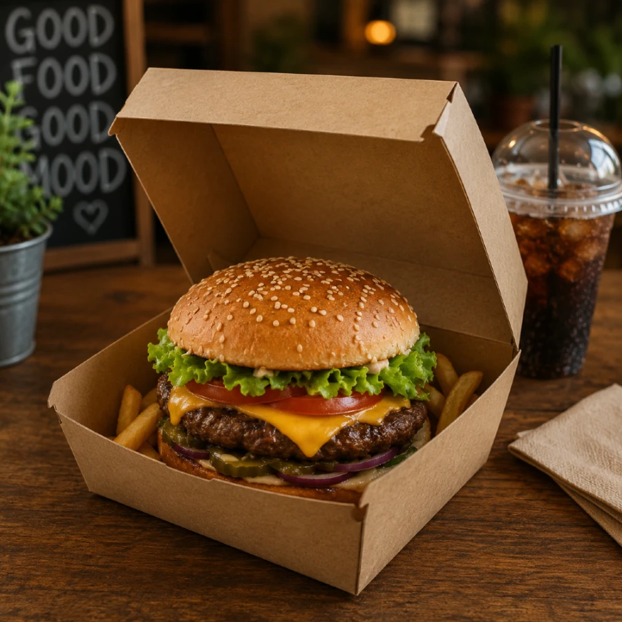 Burger box kraft XXL - 17 cm x 17 cm x 8 cm - 50 sztuk