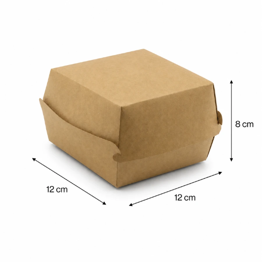 Burger box kraft XL - 12 cm x 12 cm x 8 cm - 50 sztuk