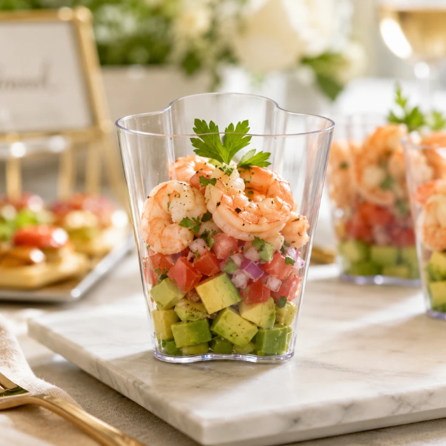 Pojemniki na przekąski fingerfood 120 ml 5,8 cm x 5,8 cm x 6,8 cm - 20 sztuk