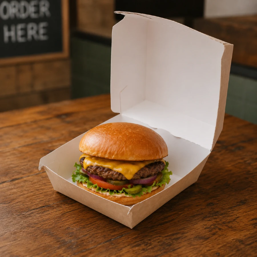Burger Box brązowy KRAFT, 11,5 x 10,5 x 8 cm - 75 szt.