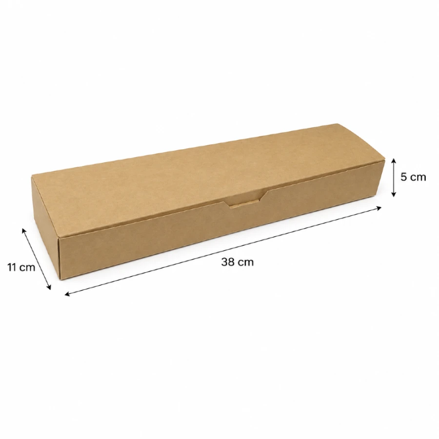 Pudełko papierowe na zapiekankę "Zapiekanka Box" biało-brązowe, 38 x 11 x 5 cm - 100 szt.