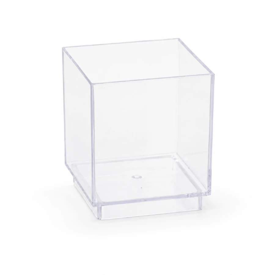 Pojemniki na przekąski fingerfood 55 ml, kwadratowe krystaliczne 4,7 cm x 4,2 cm x 4,2 cm - 30 sztuk