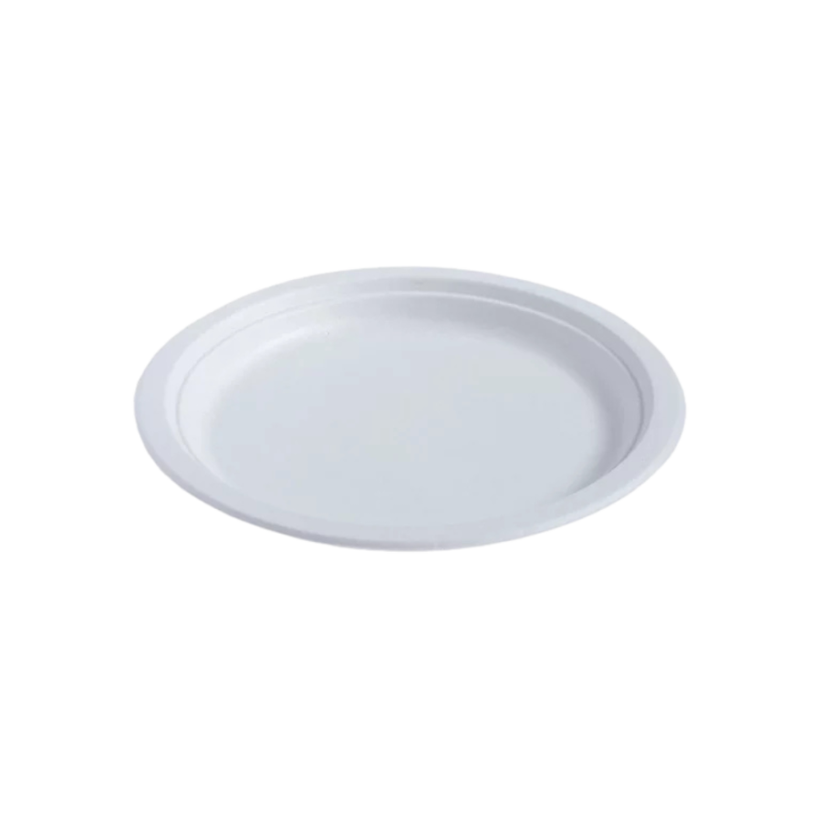 Talerz z trzciny cukrowej biały, okrągły, fi 17 cm - 50 sztuk