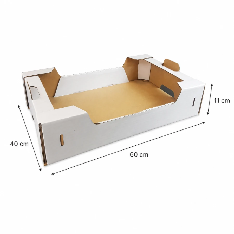 Pudełko na ciasta, ciastka i pączki 60 cm x 40 cm x 11 cm białe - 30 sztuk