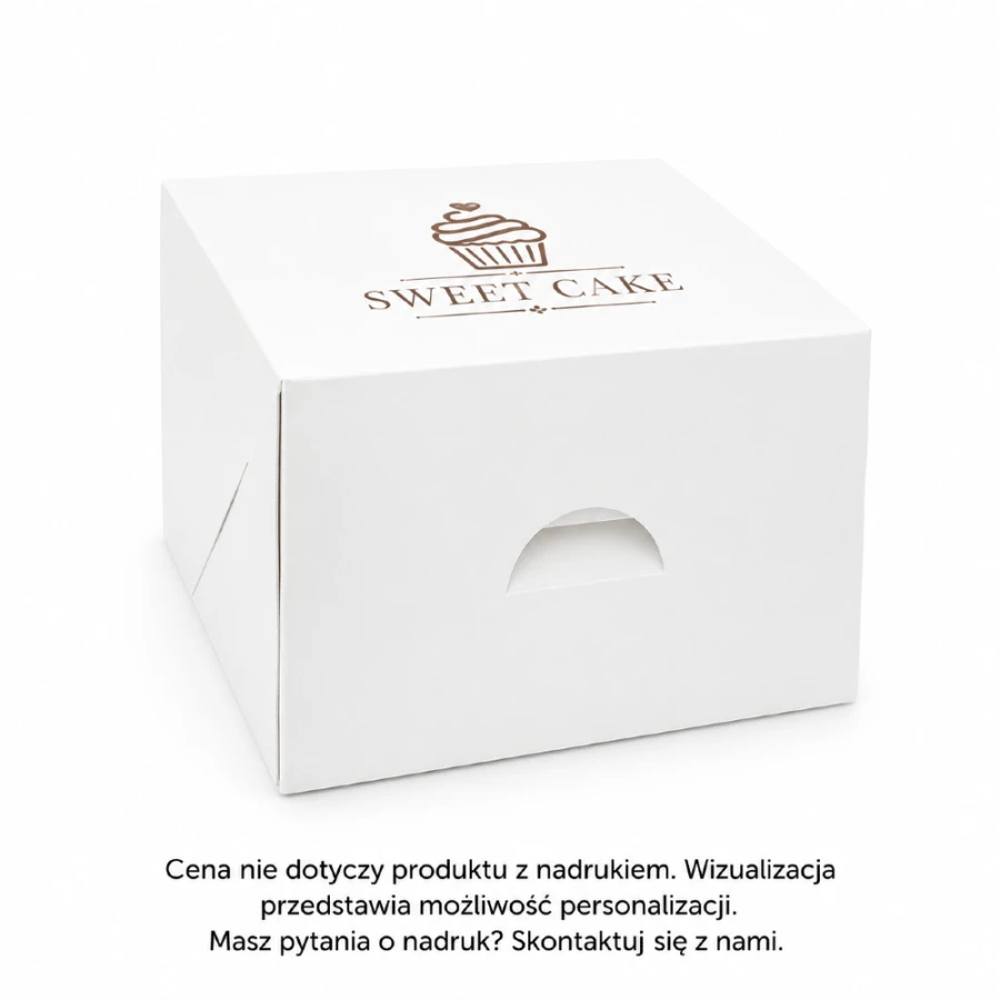 Pudełko na ciasto klejone z pokrywą 14 cm x 14 cm x 9 cm - 100 sztuk