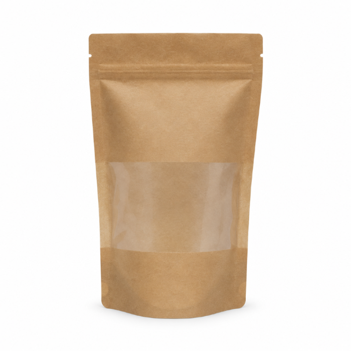 Doypack papierowy woreczek strunowy z okienkiem PE 750 ml 16 cm x 8 cm x 27 cm - 100 sztuk