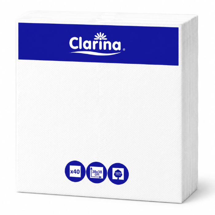 Serwetki Punta 2W składane białe 38 cm x 38 cm - 40 sztuk