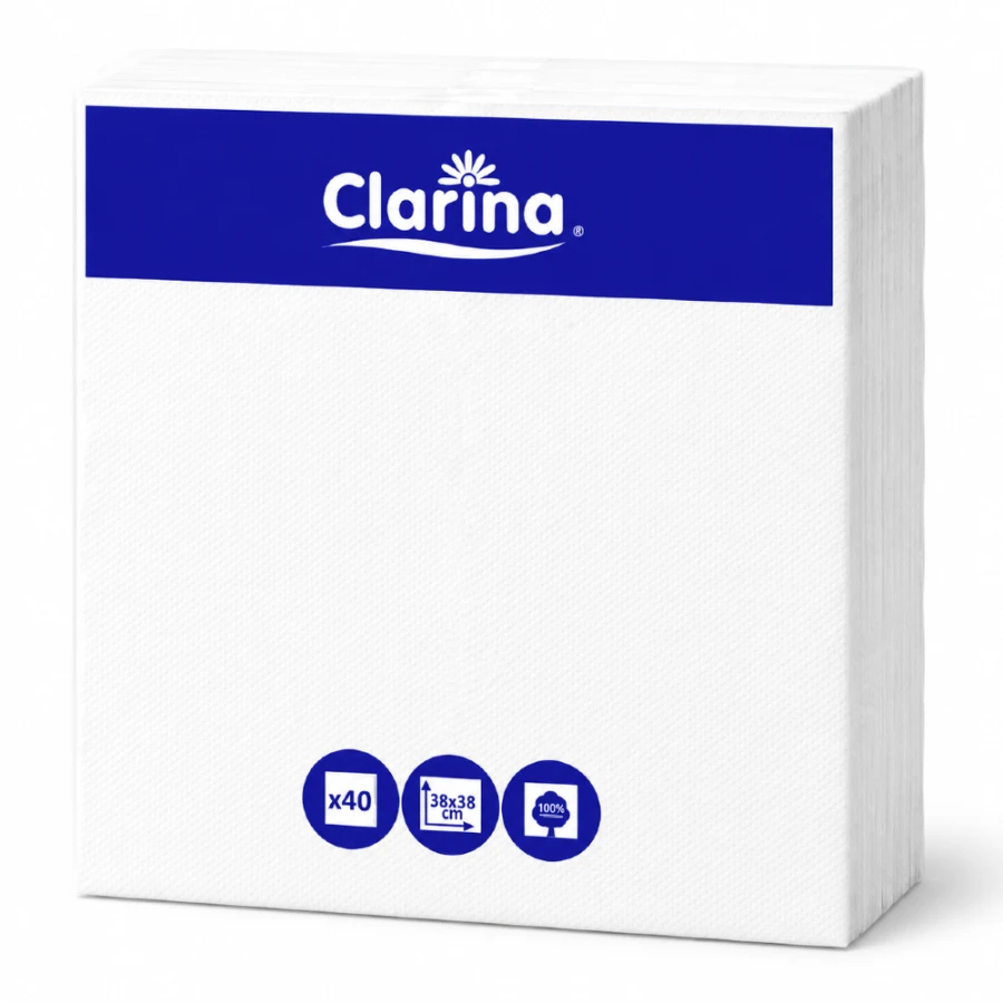 Serwetki Punta 2W składane białe 38 cm x 38 cm - 40 sztuk