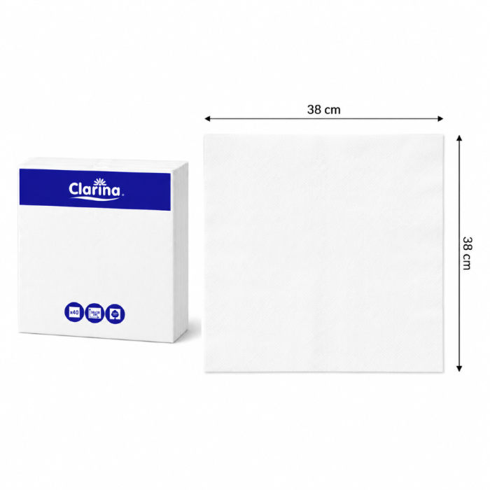 Serwetki Punta 2W składane białe 38 cm x 38 cm - 40 sztuk