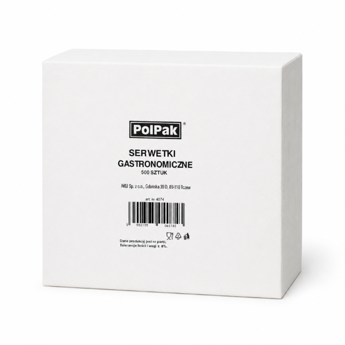 Serwetki gastronomiczne cięte białe 14 cm x 14 cm - 500 sztuk
