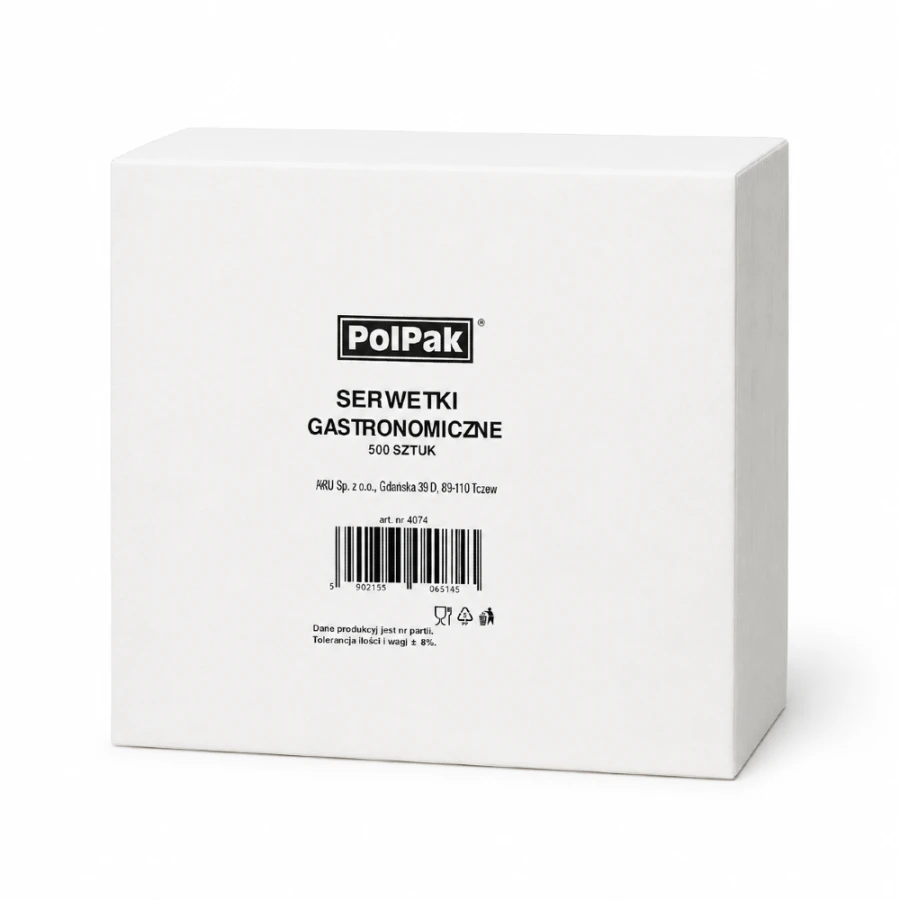 Serwetki gastronomiczne cięte białe 14 cm x 14 cm - 500 sztuk
