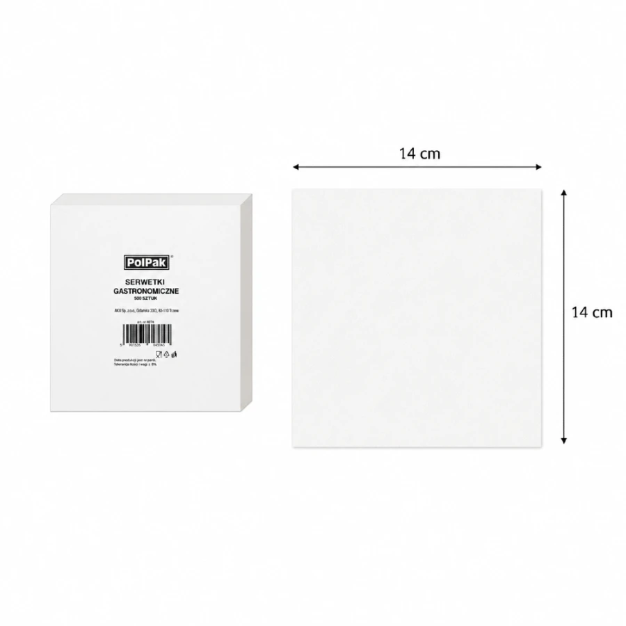 Serwetki gastronomiczne cięte białe 14 cm x 14 cm - 500 sztuk