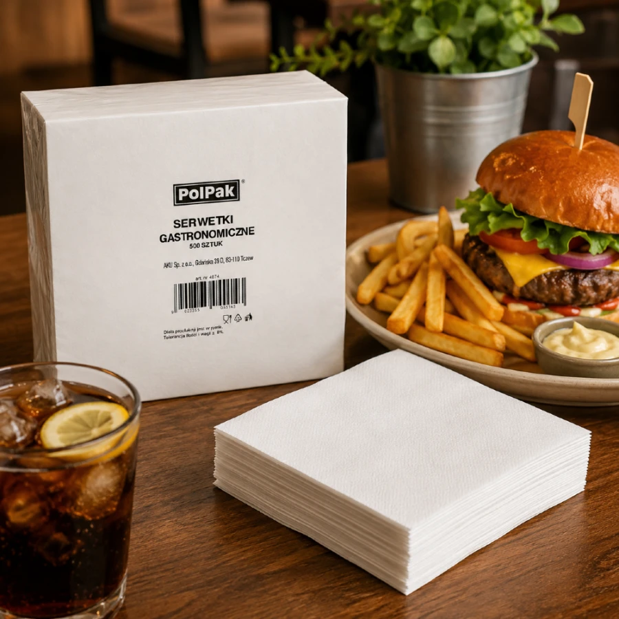 Serwetki gastronomiczne cięte białe 14 cm x 14 cm - 500 sztuk