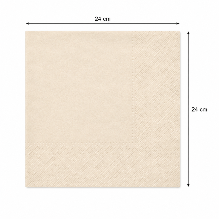 Serwetki papierowe 2W składane szampańskie 24 cm x 24 cm - 200 sztuk