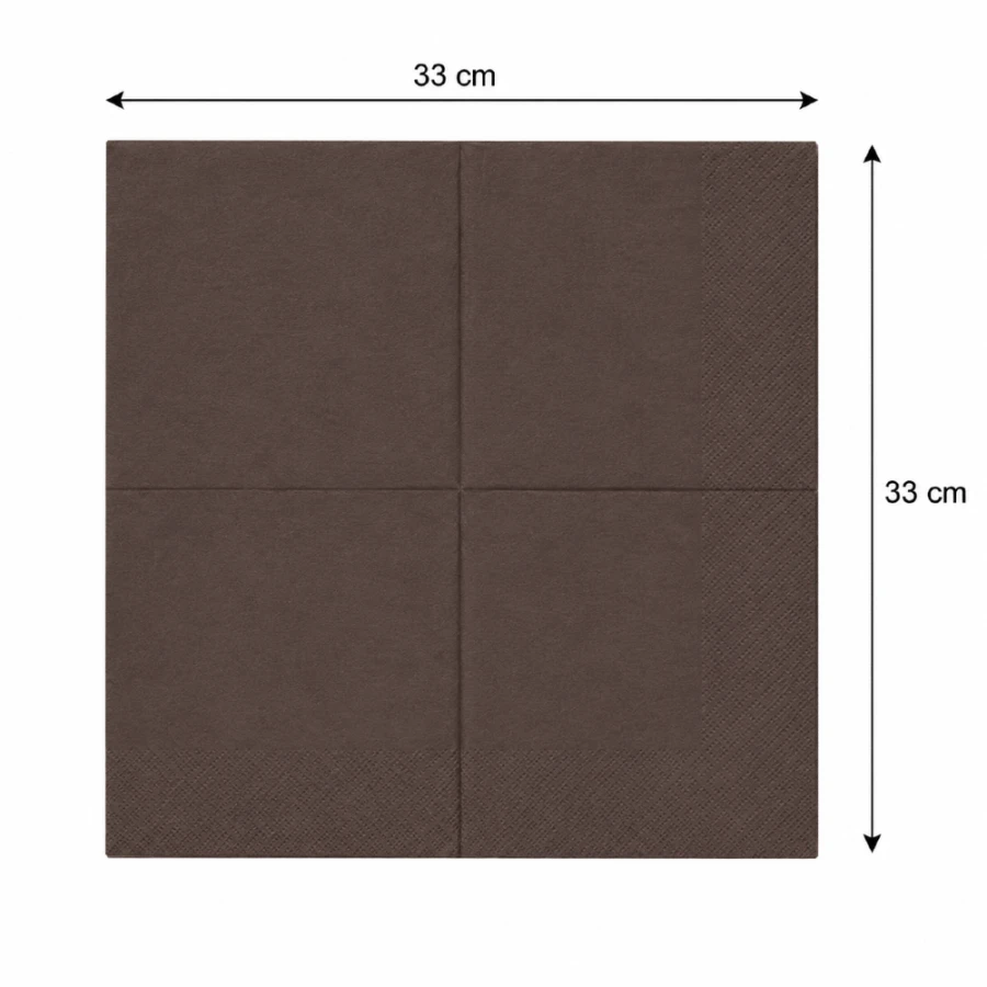 Serwetki papierowe ciemny brąz składane 2W 33 cm x 33 cm - 250 sztuk