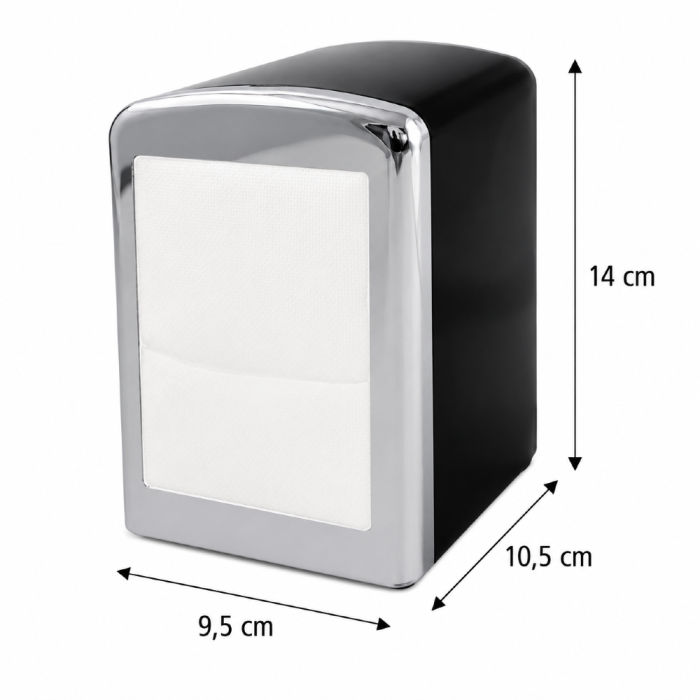 Dyspenser do serwetek metalowy czarny 14 cm x 9,5 cm x 10,5 cm