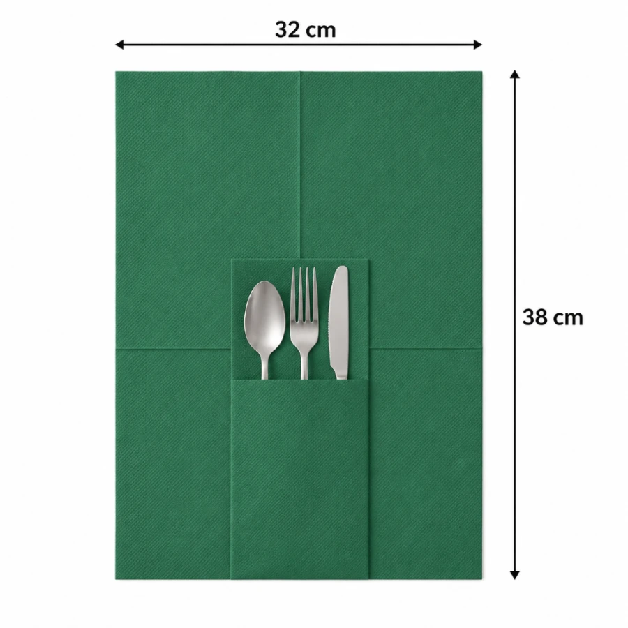 Serwetki z kieszonką Kangurek zielone 32 cm x 38 cm - 50 sztuk