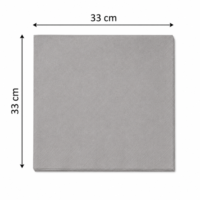 Serwetki papierowe szare składane 1W 33 cm x 33 cm - 500 sztuk