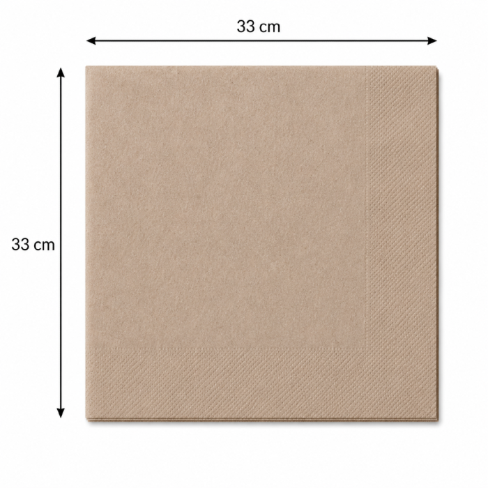 Serwetki papierowe brązowe składane 1W 33 cm x 33 cm - 500 sztuk