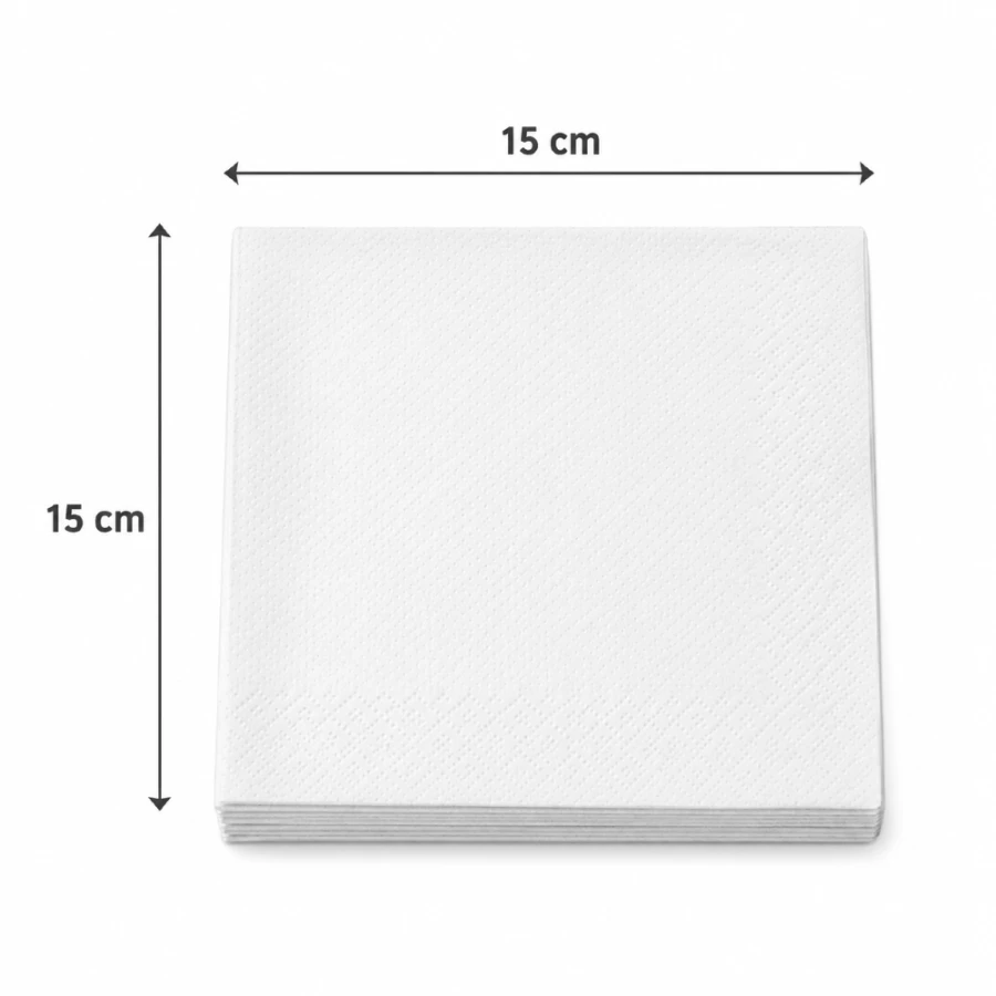 Serwetki cięte białe 1W 15 cm x 15 cm - 500 sztuk