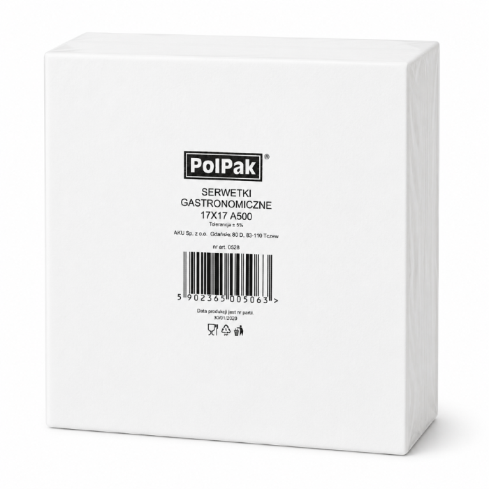 Serwetki gastronomiczne białe 17 cm x 17 cm - 400 sztuk