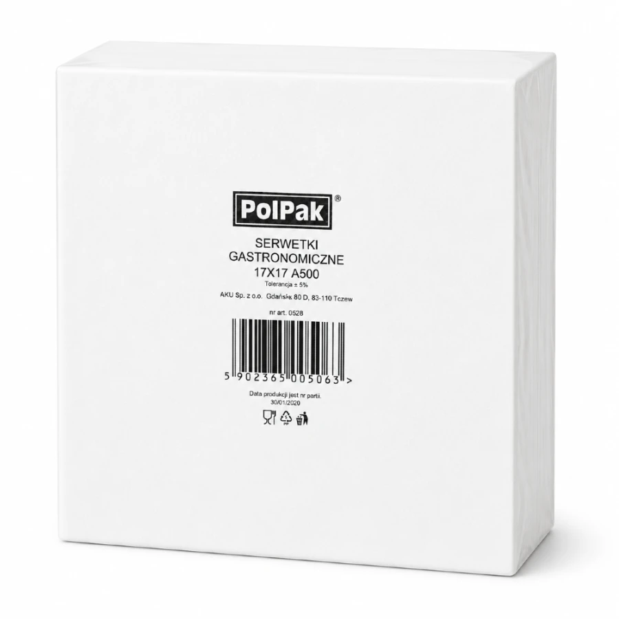 Serwetki gastronomiczne białe 17 cm x 17 cm - 400 sztuk