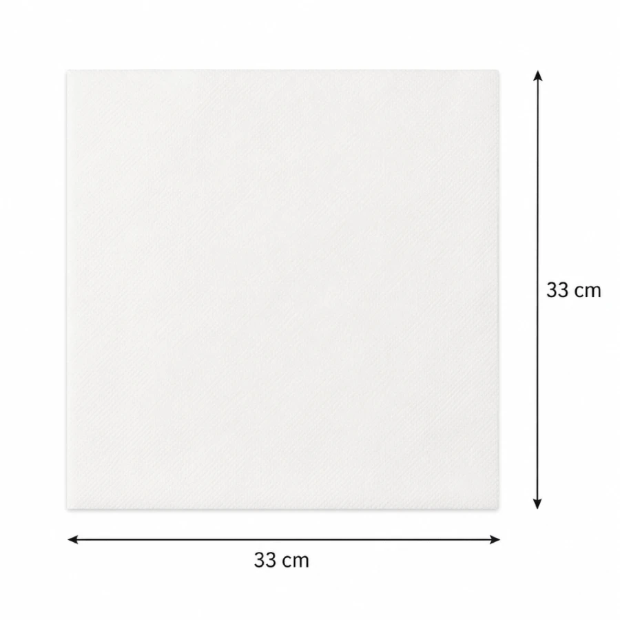 Serwetki papierowe dwuwarstwowe białe 33 cm x 33 cm - 250 sztuk