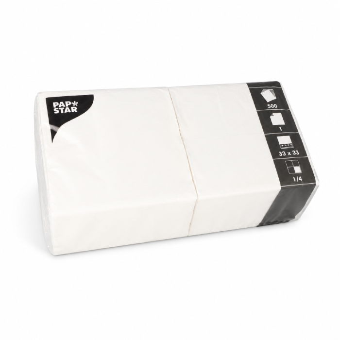 Serwetki papierowe jednowarstwowe białe 33 cm x 33 cm - 500 sztuk
