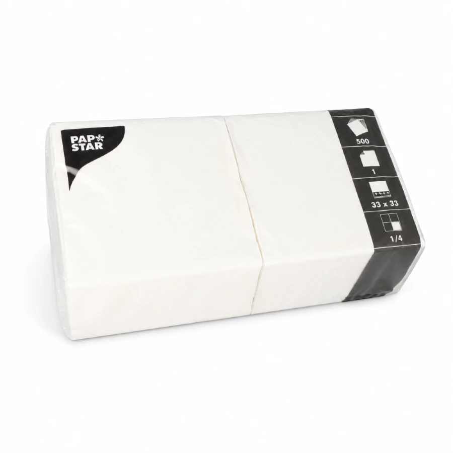 Serwetki papierowe jednowarstwowe białe 33 cm x 33 cm - 500 sztuk