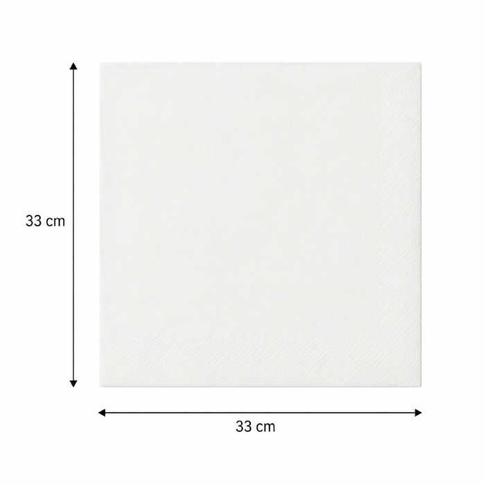 Serwetki papierowe jednowarstwowe białe 33 cm x 33 cm - 500 sztuk