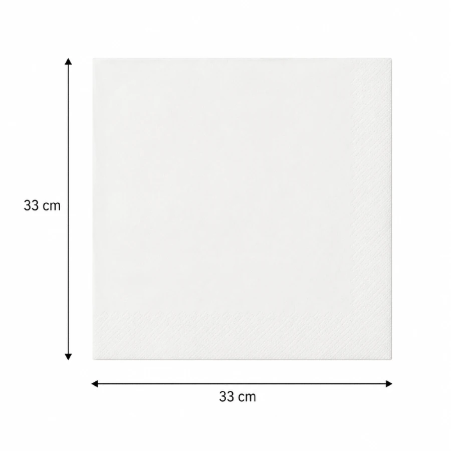 Serwetki papierowe jednowarstwowe białe 33 cm x 33 cm - 500 sztuk