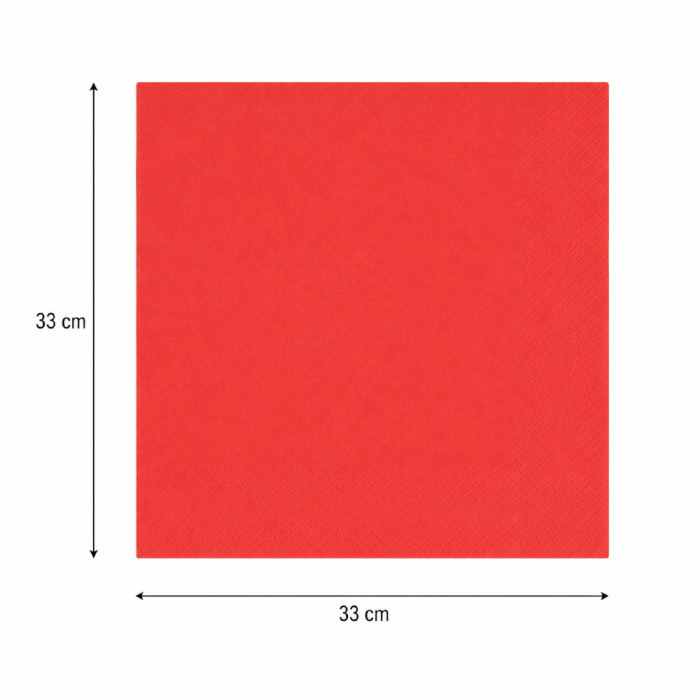 Serwetki papierowe jednowarstwowe czerwone 33 cm x 33 cm - 100 sztuk