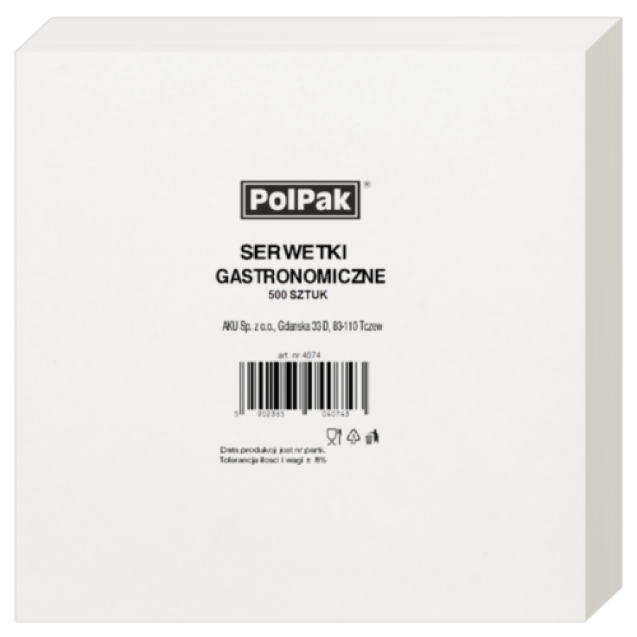 Serwetki gastronomiczne cięte białe 14 cm x 14 cm - 500 sztuk