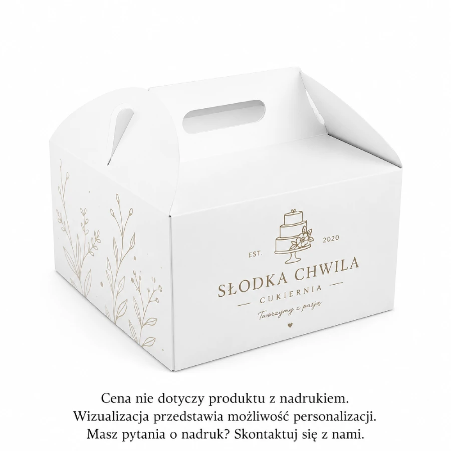 Pudełko na tort z rączką 30 cm x 30 cm x 11 cm cm białe - 25 sztuk