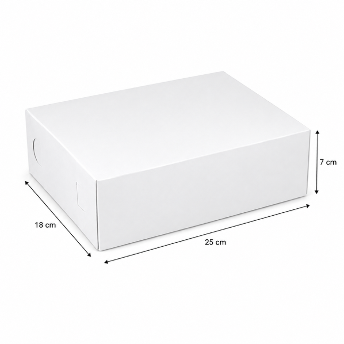Pudełko cukiernicze składane do ciast z pokrywką 25 cm x 18 cm x 7 cm białe - 50 sztuk