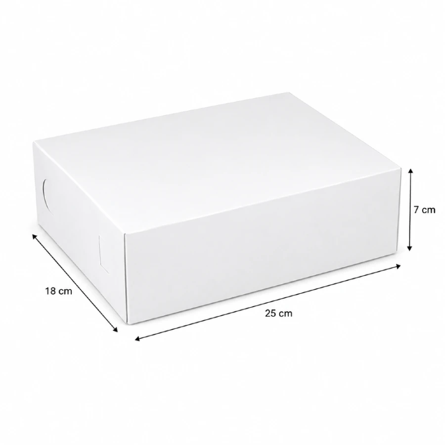 Pudełko cukiernicze składane do ciast z pokrywką 25 cm x 18 cm x 7 cm białe - 50 sztuk
