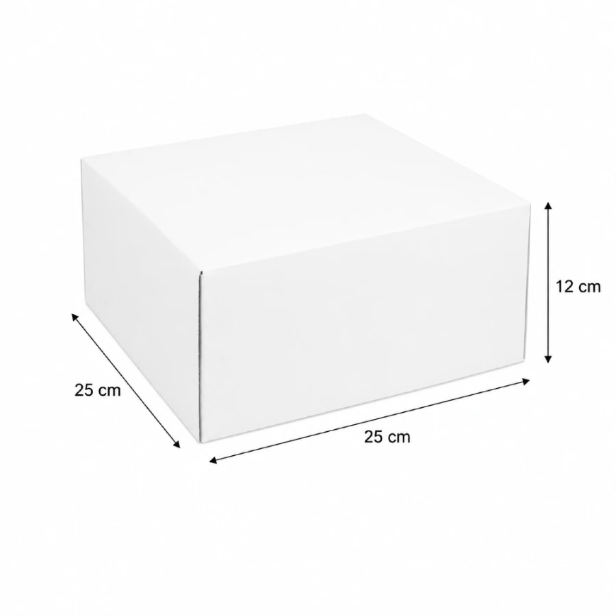 Pudełko cukiernicze do ciast z pokrywką 25 cm x 25 cm x 12 cm białe - 50 sztuk