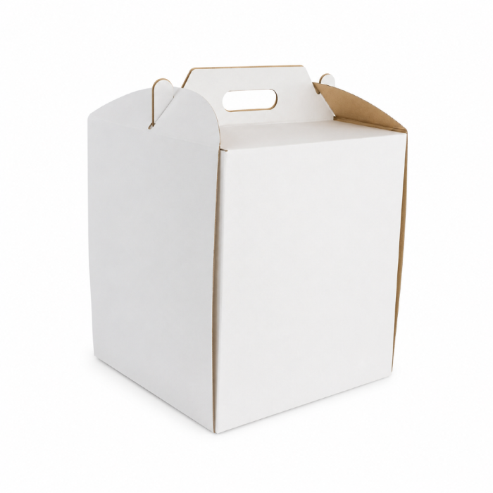 Pudełko na tort z rączką 26cm x 26cm x 30cm cm białe - 10 sztuk