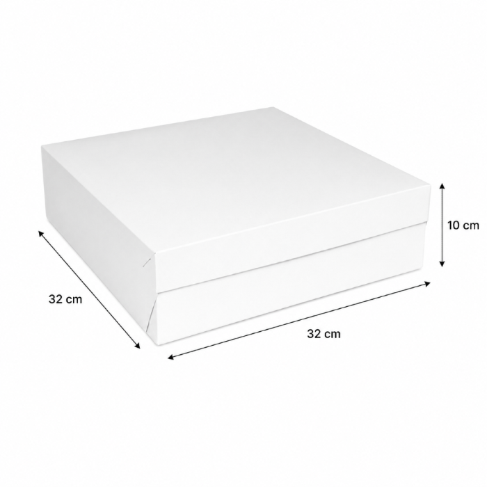 Pudełko na tort białe 32 x 32 x 10 cm - 50 sztuk