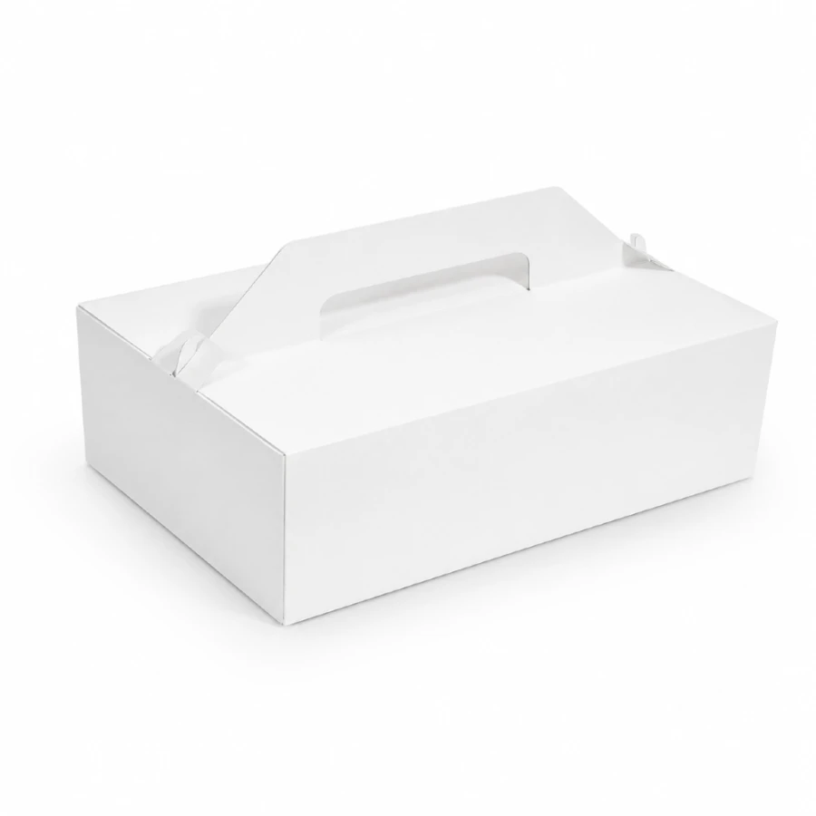 Pudełko na tort z uchwytem białe 27 x 18 x 10 cm - 50 sztuk