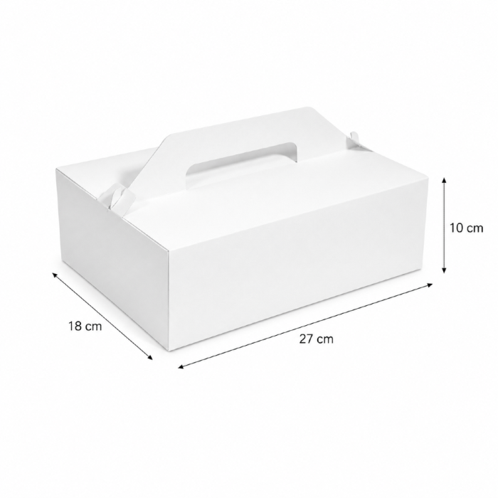 Pudełko na tort z uchwytem białe 27 x 18 x 10 cm - 50 sztuk