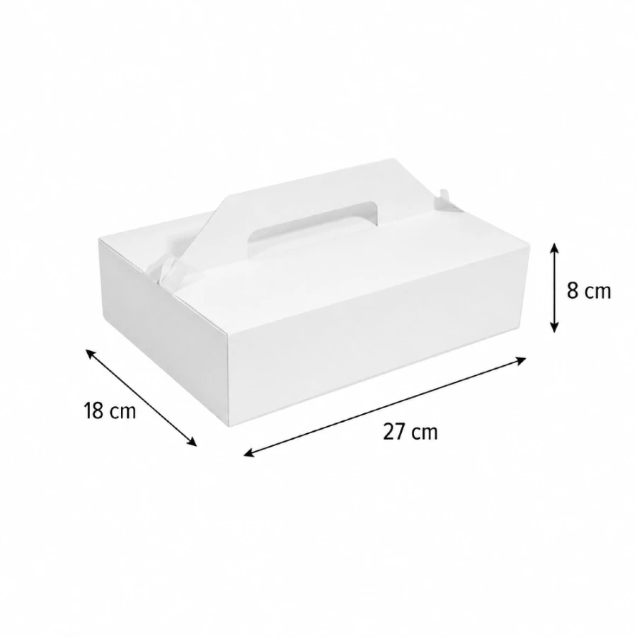 Pudełko na tort z uchwytem białe 27 x 18 x 8 cm - 50 sztuk
