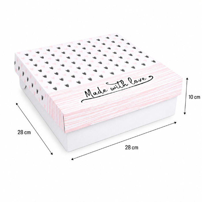 Pudełko na tort - białe z nadrukiem 28 x 28 x 10 cm - 100 sztuk