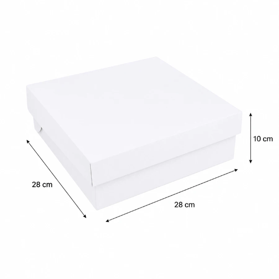 Pudełko na tort - białe 28 x 28 x 10 cm - 100 sztuk